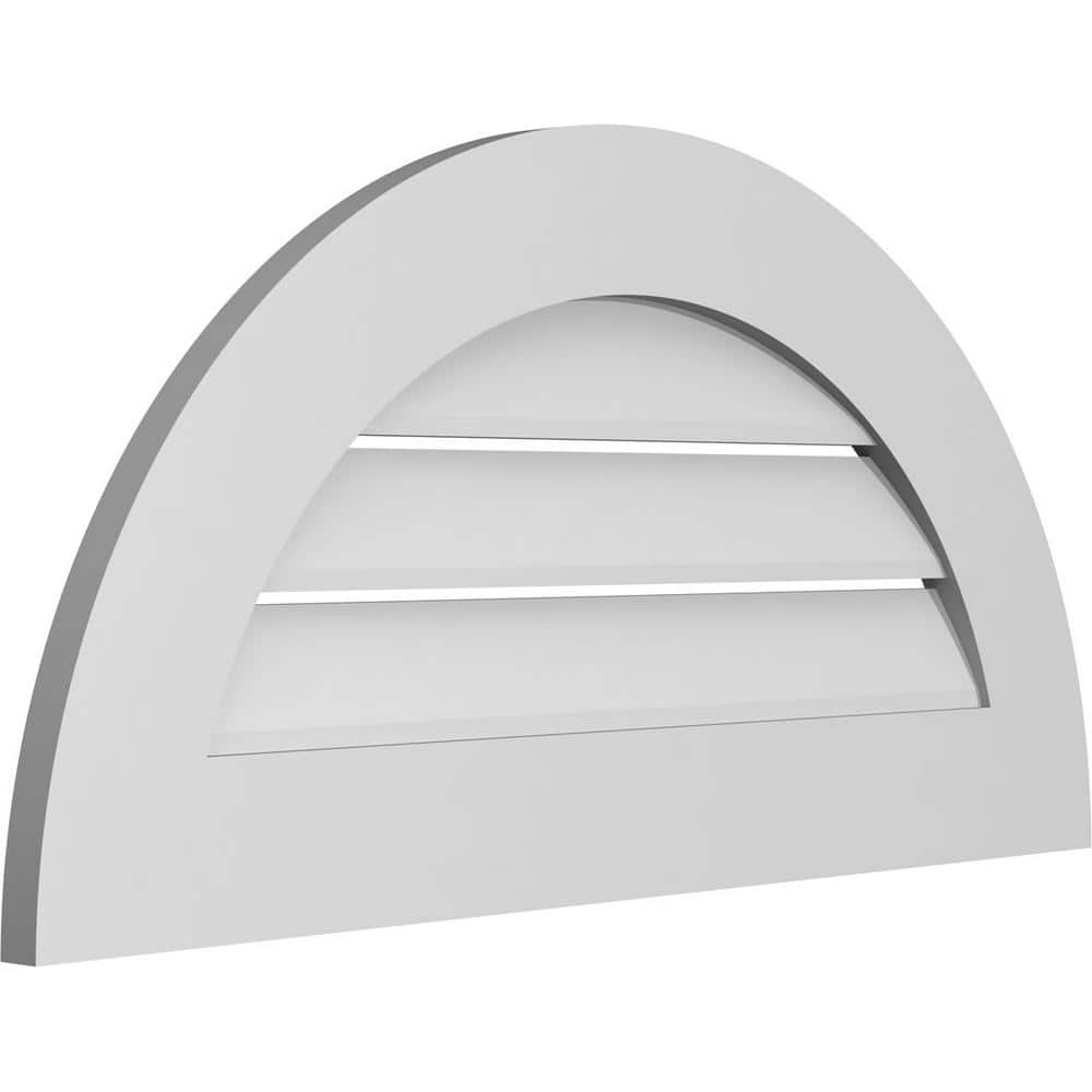Ekena Millwork 32 in. x 16 in. Half Round Surface Mount PVC Gable Vent: Functional with Standard Frame (2)
