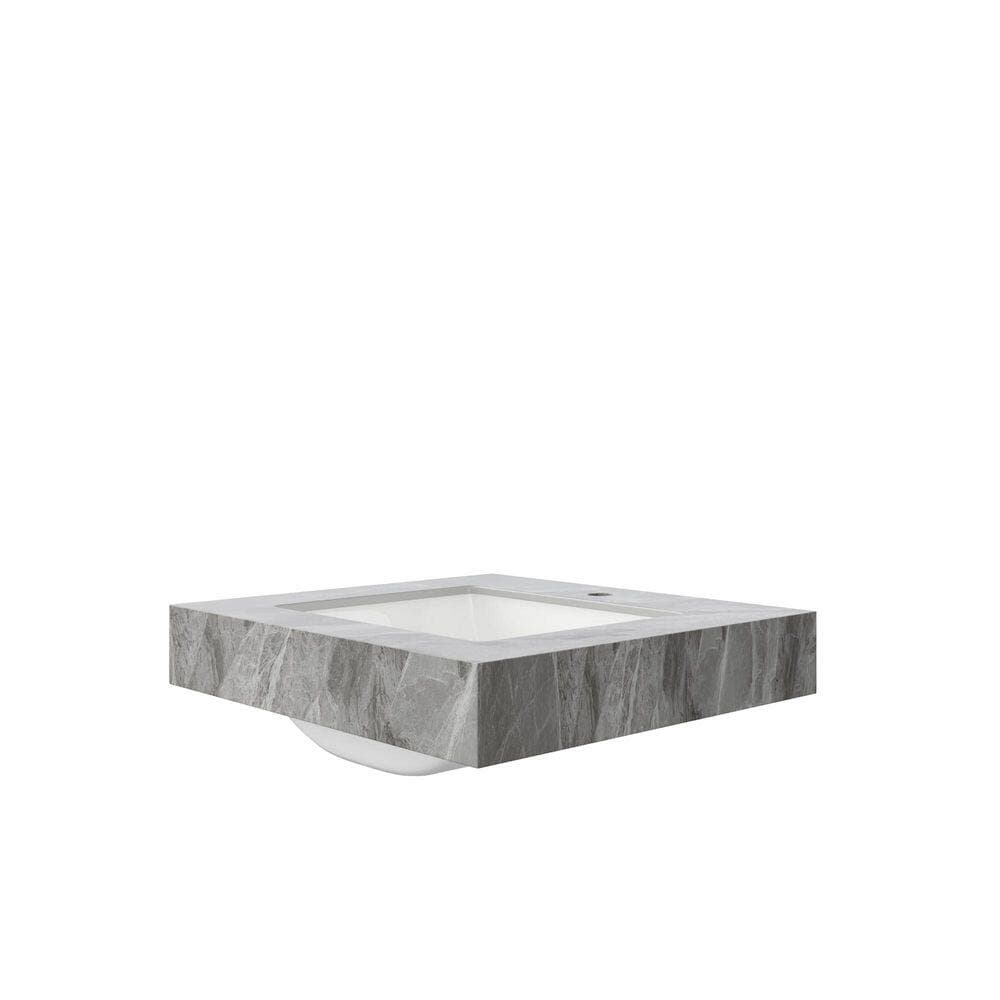 LUXSHERY 24"Light Gray Sintered Stone Countertop with Undermount Ceramic Basin and One Pre-drilled Faucet Holes,No Cabinet,Faucet (3)