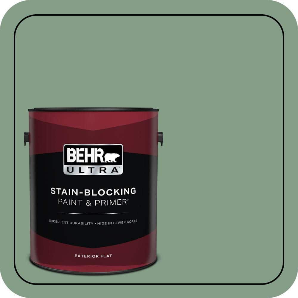BEHR ULTRA 1 gal. #S410-5 Track Green Flat Exterior Paint & Primer