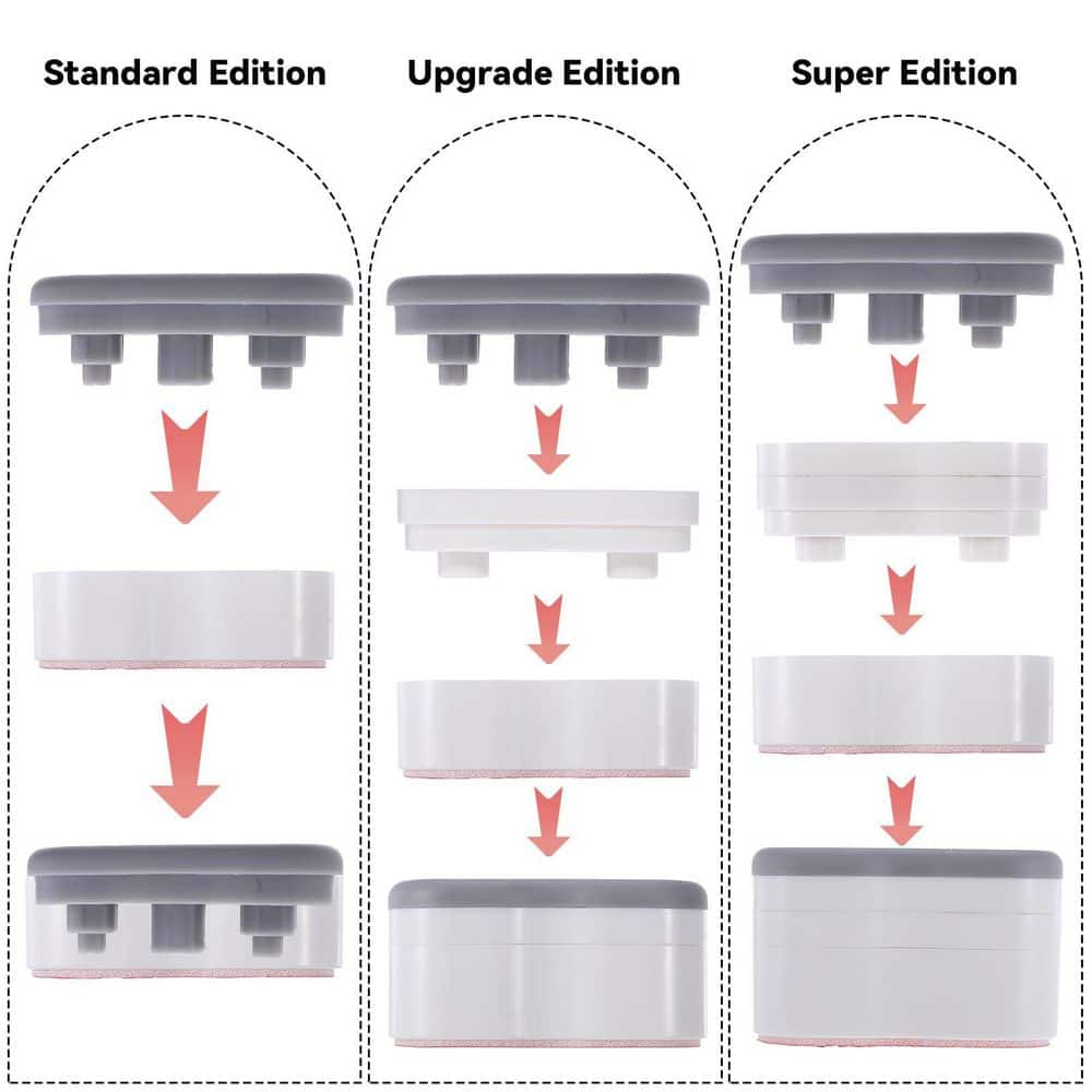 Anqtovp 8pcs Toilet Seat Risers Bidet Attachment with Self Adhesive Rubber Bumpers 2-Heights Universal Replacement (3)