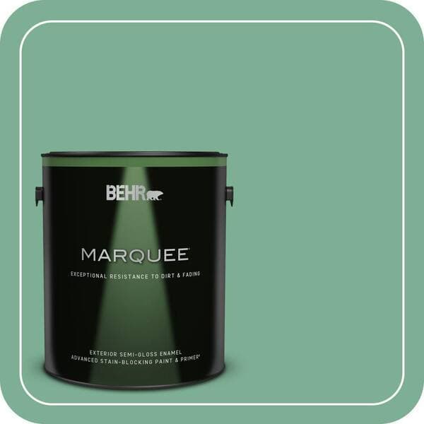 BEHR MARQUEE 1 gal. #MQ6-12 Nature Green Semi-Gloss Enamel Exterior Paint & Primer (2)