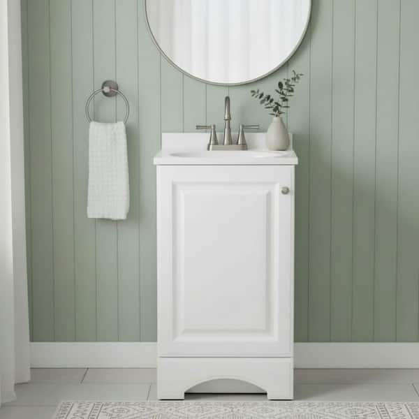 Glacier Bay 19 in. Single Sink White Freestanding Bath Vanity with White Cultured Marble Top (Assembled)