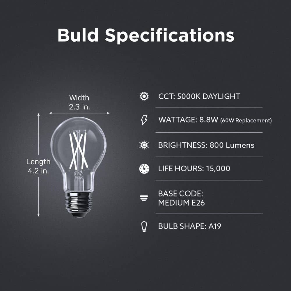 Feit Electric 60-Watt Equivalent A-style A19 Non-Dimmable Dusk to Dawn Clear Filament E26 LED Light Bulb, Soft White 2700K (1-Pack) (3)