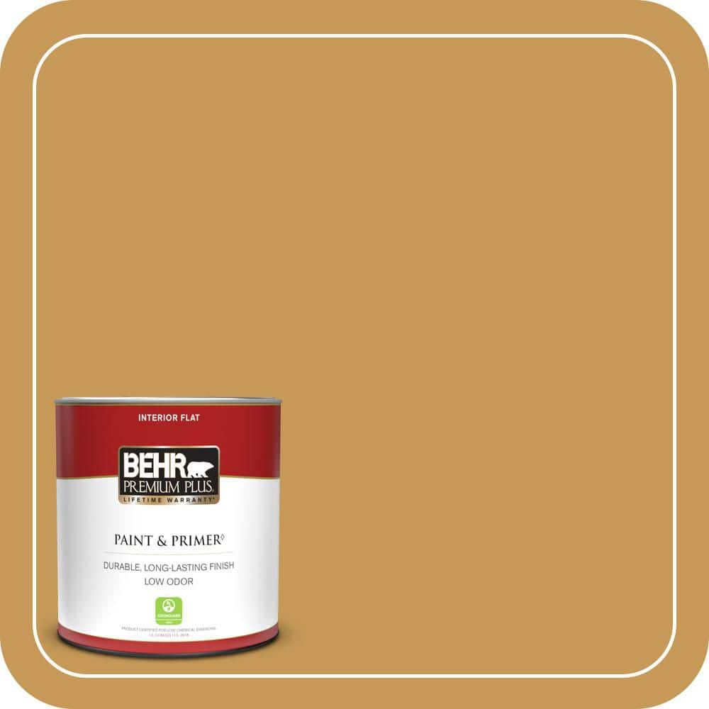 BEHR PREMIUM PLUS 1 qt. #PMD-104 Amber Glass Flat Low Odor Interior Paint & Primer