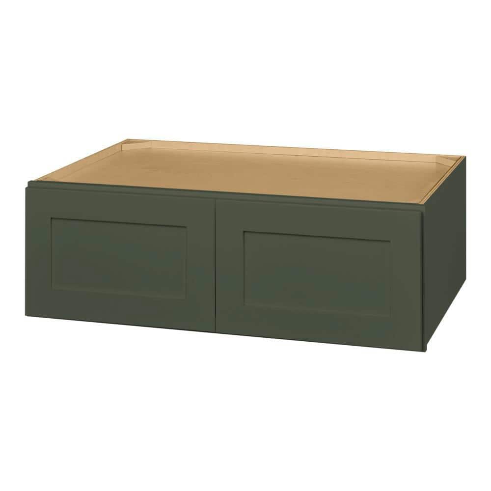 Hampton Bay Avondale 33 in. W x 24 in. D x 12 in. H Ready to Assemble Plywood Shaker Wall Bridge Kitchen Cabinet in Fern Green