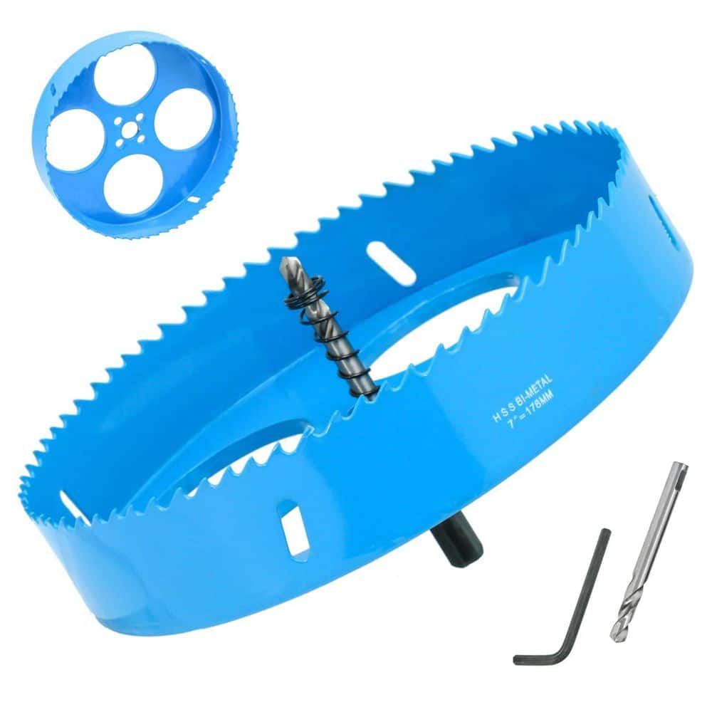 Unbranded 7 in. Bi-Metal Hole Saw with Arbor for Smooth Cutting in Metal Wood Drywall PVC Fiberglass Vent Pipes