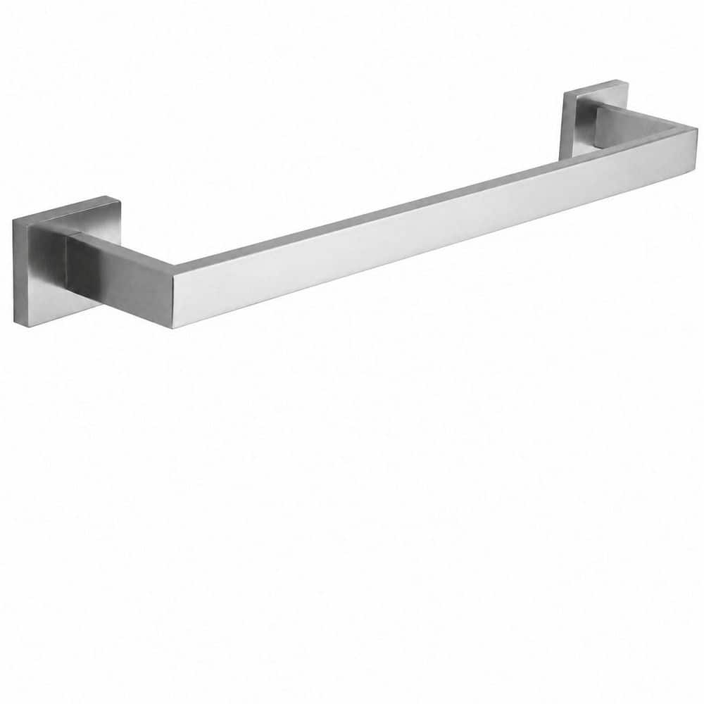Unbranded Wall Mounted 1 Pack Brushed Nickel Stainless Steel 15.7 in. Square Wall Mount Rustproof Bathroom Towel Bar Rack Rod (1)