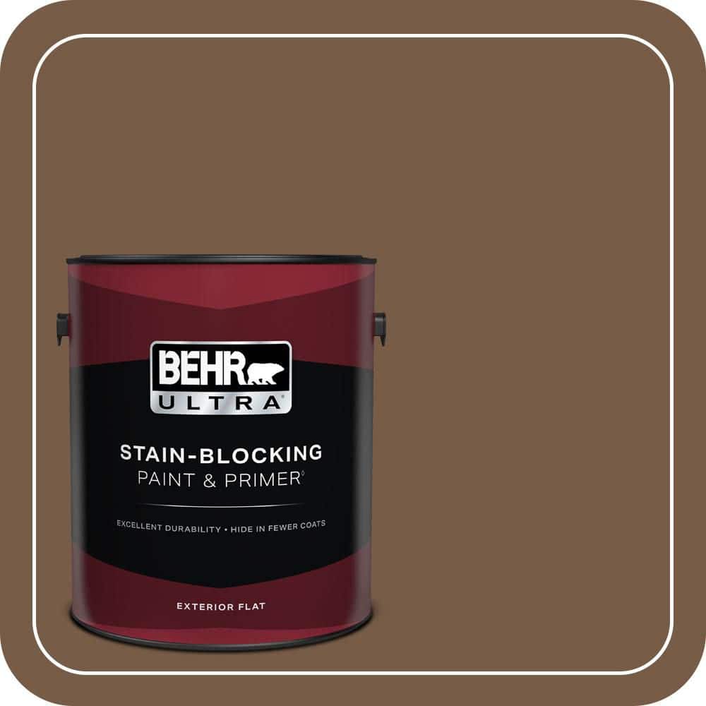BEHR ULTRA 1 gal. #N250-7 Mission Brown Flat Exterior Paint & Primer