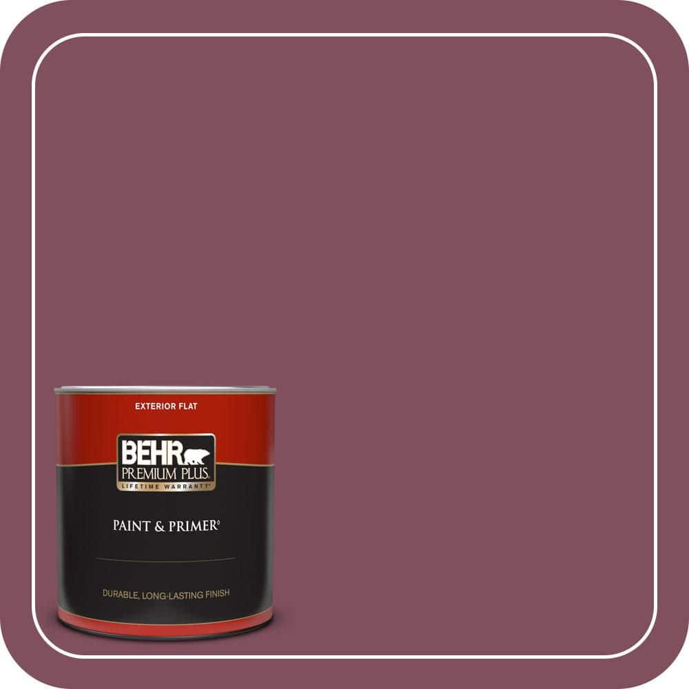 BEHR PREMIUM PLUS 1 qt. #T17-14 Artful Magenta Flat Exterior Paint & Primer