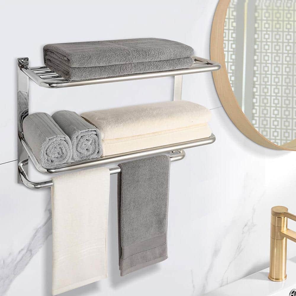 Adrinfly 22 in. Stainless Steel 3-Tier Wall Mounted Towel Rack with Tower Bars in Polished Chrome (2)