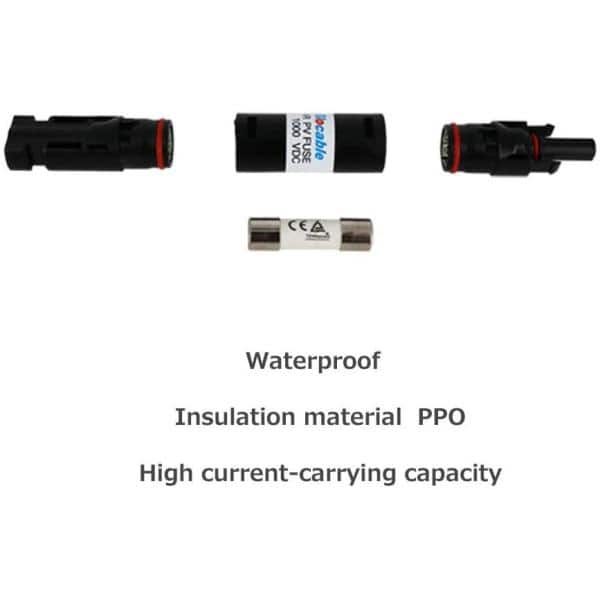 Renogy 10 Amp Male and Female Connector PV Solar Waterproof In-Line Fuse Holder with Fuse (2)