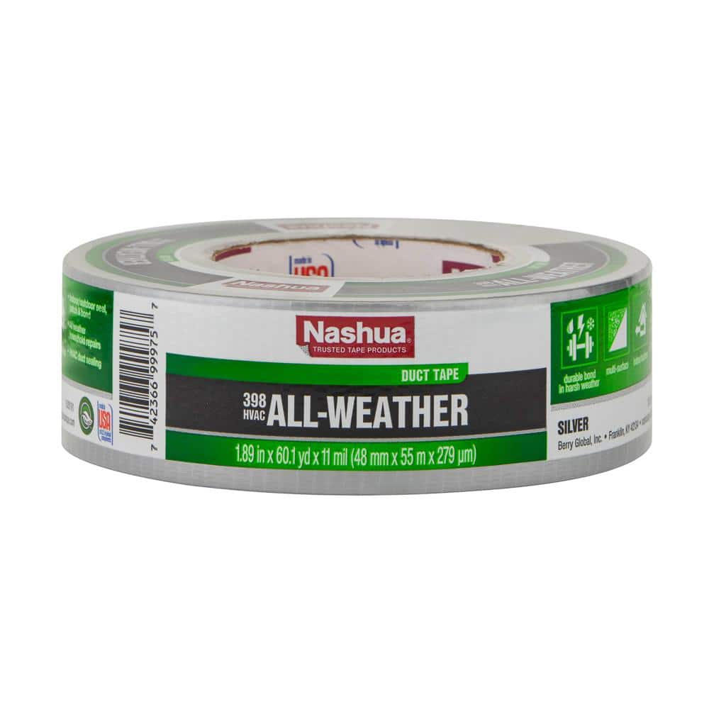 Nashua Tape 60 yd. 398 All-Weather HVAC Duct Tape Silver Pro Pack (2)