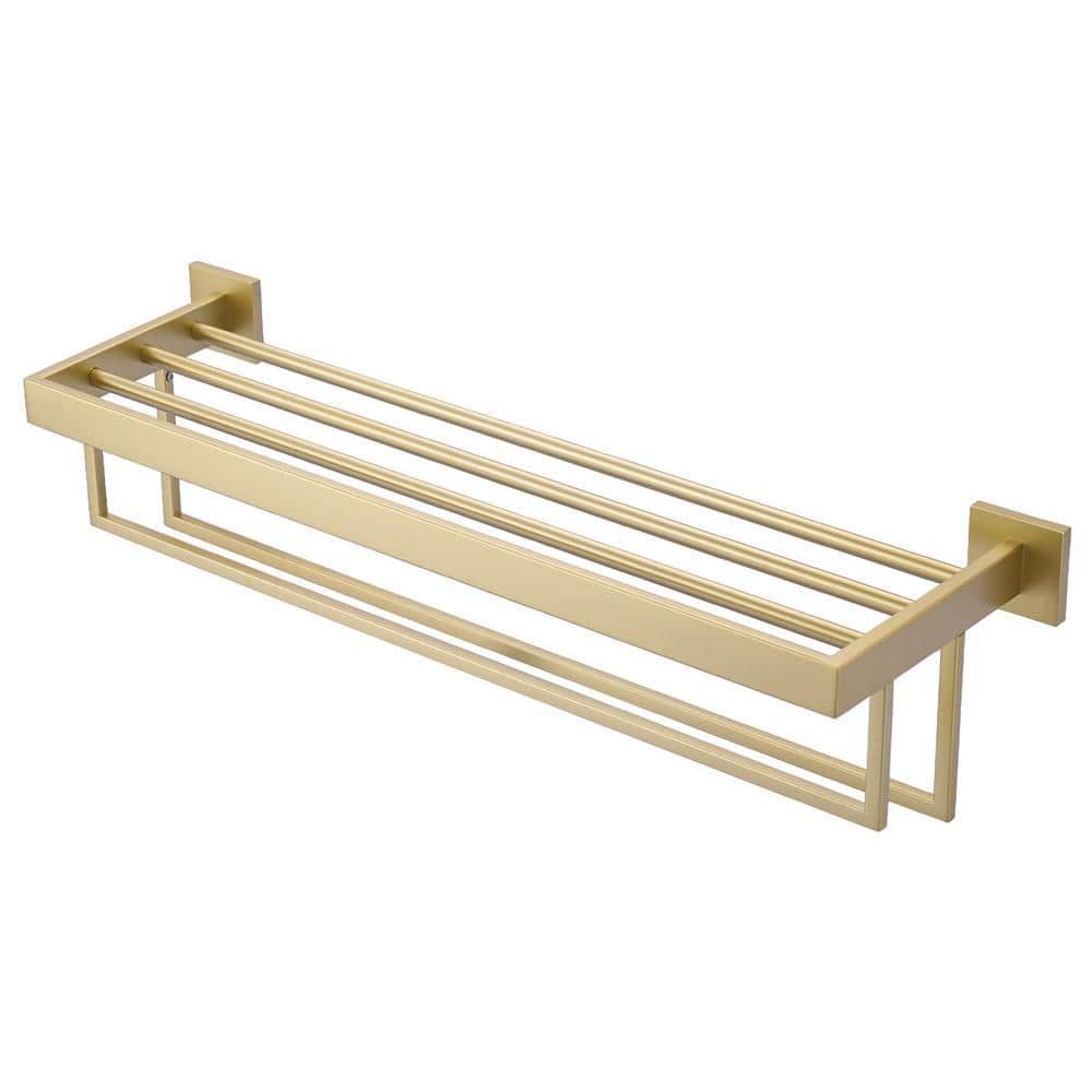 AVITAS 24-Inch Stainless Steel Wall Mounted Towel Rack with Double Towel Bars for Bathroom in Brushed Gold