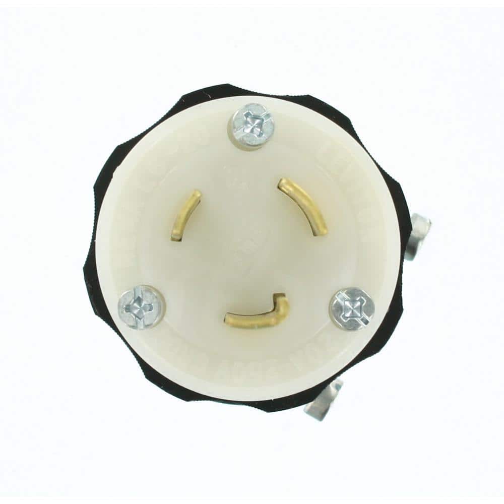Leviton 20 Amp 250-Volt Locking Plug, Black and White 2321-CS (3)