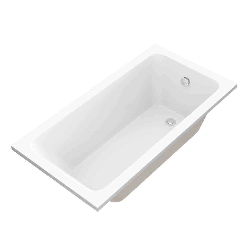 Kichae 65.94 in. x 30.69 in. White Acrylic Drop-In Soaking Tub Reversible Drain Ergonomic Comfort for Bathroom (1)