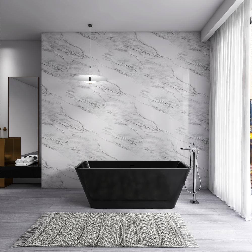 JimsMaison 67 in. x 31 in. Stone Resin Solid Surface Freestanding Soaking Bathtub in Black (2)