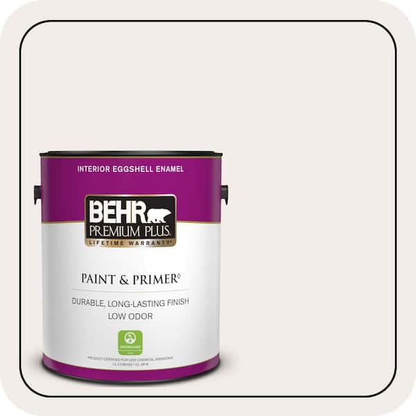 BEHR PREMIUM PLUS 1 gal. #RD-W10 New House White Eggshell Enamel Low Odor Interior Paint & Primer (2)