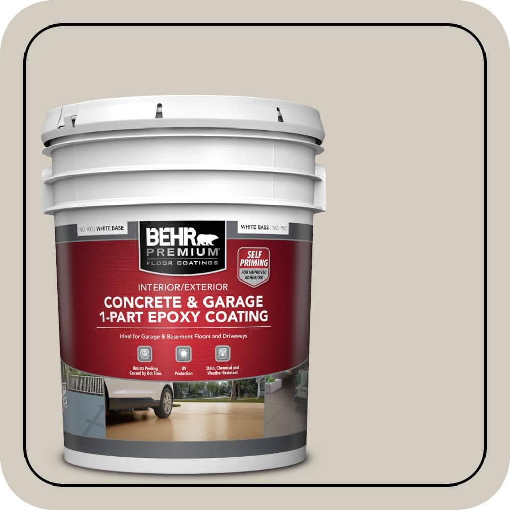 BEHR PREMIUM 5 gal. #N320-2 Toasty Gray Self-Priming 1-Part Epoxy Satin Interior/Exterior Concrete and Garage Floor Paint (1)