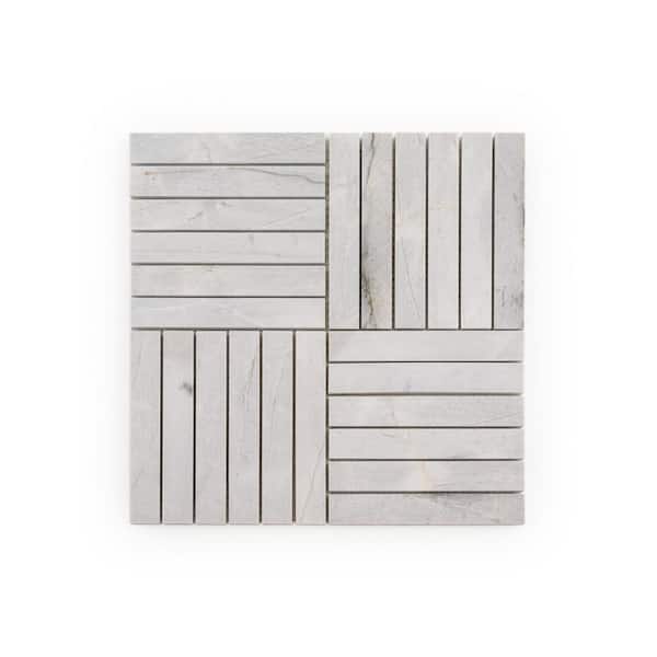 Jeffrey Court Hudson Lais Grey 11.875 in. x 11.875 in. Square Polished Marble Mosaic Wall and Floor Tile (0.979 Sq. Ft./Each) (2)