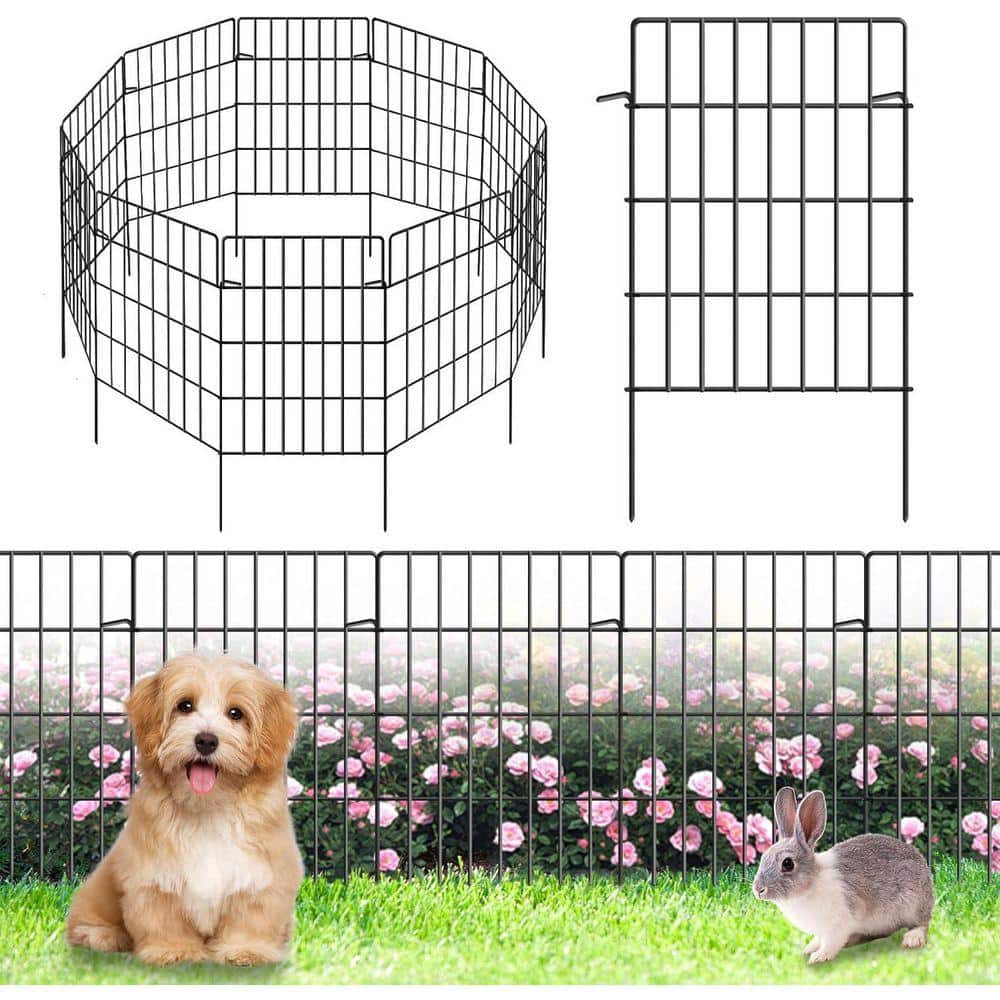 KIWDZFU Decorative Garden Fence 27 ft. Length 24in. Height 1.44 Gap Metal Wire Rustproof Animal Barrier Dog Rabbit Fence 25 Pack (3)