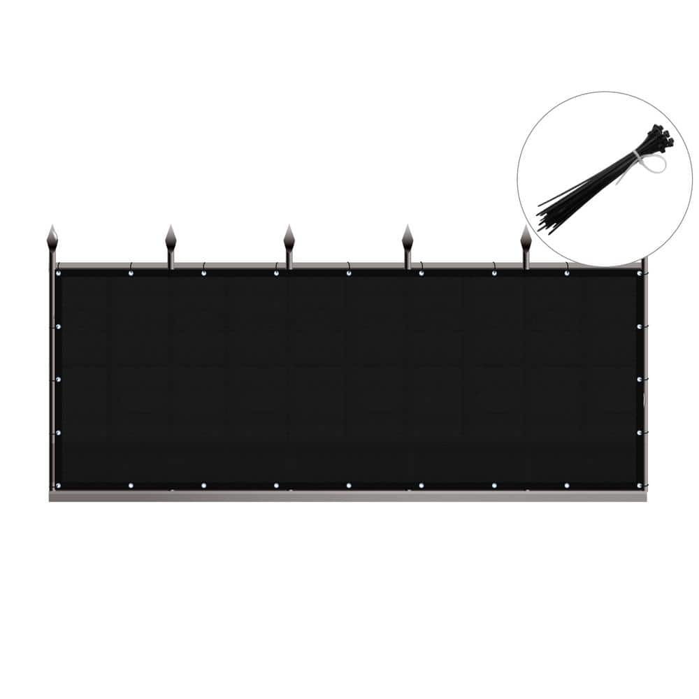 Shatex Privacy Fence Screen Heavy-Duty 90% Blockage Shade Cover Fencing Net for Wall Garden Gazebo Backyard, 8 x 200 ft., Black