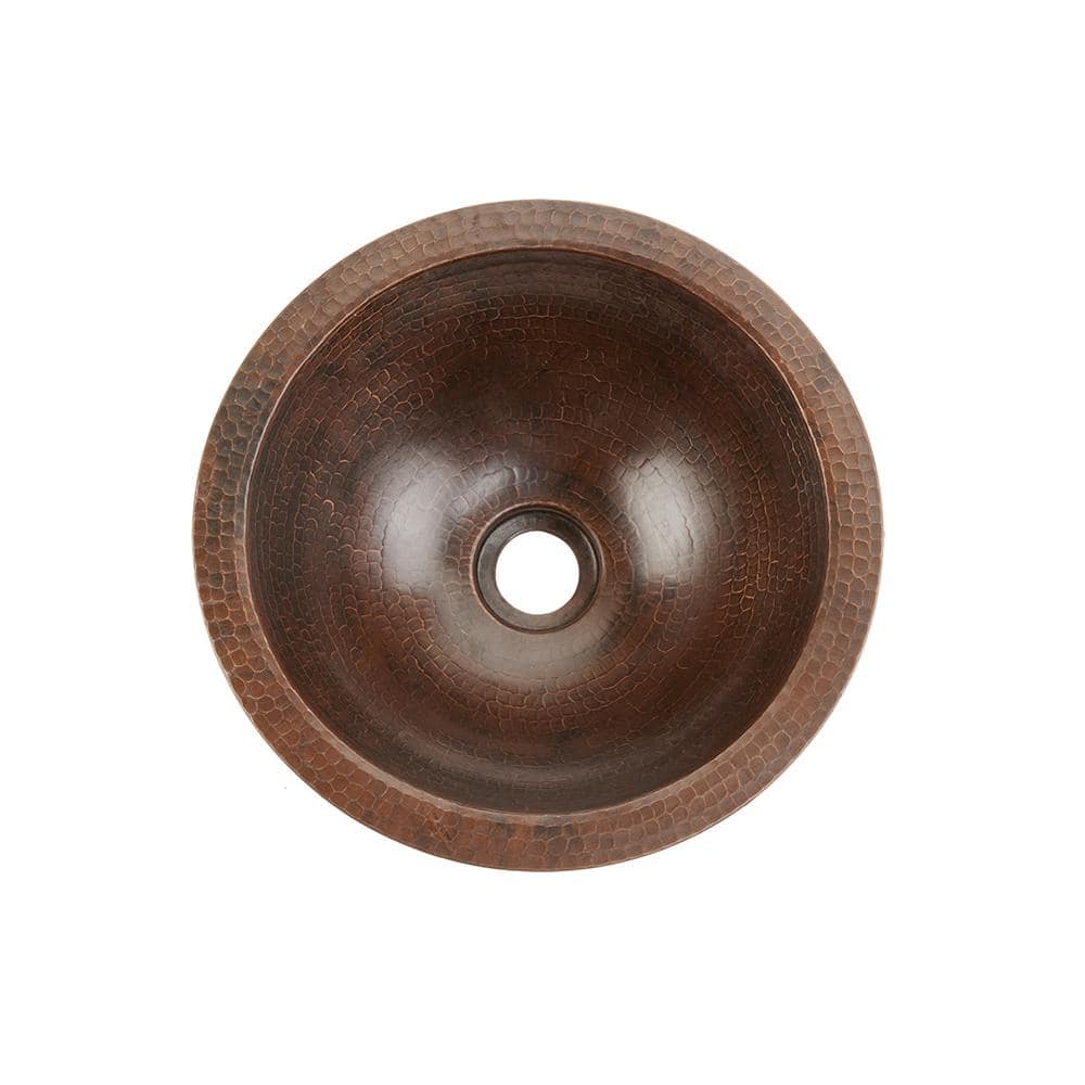 Premier Copper Products Under-Counter Small Round Hammered Copper Bathroom Sink in Oil Rubbed Bronze (2)