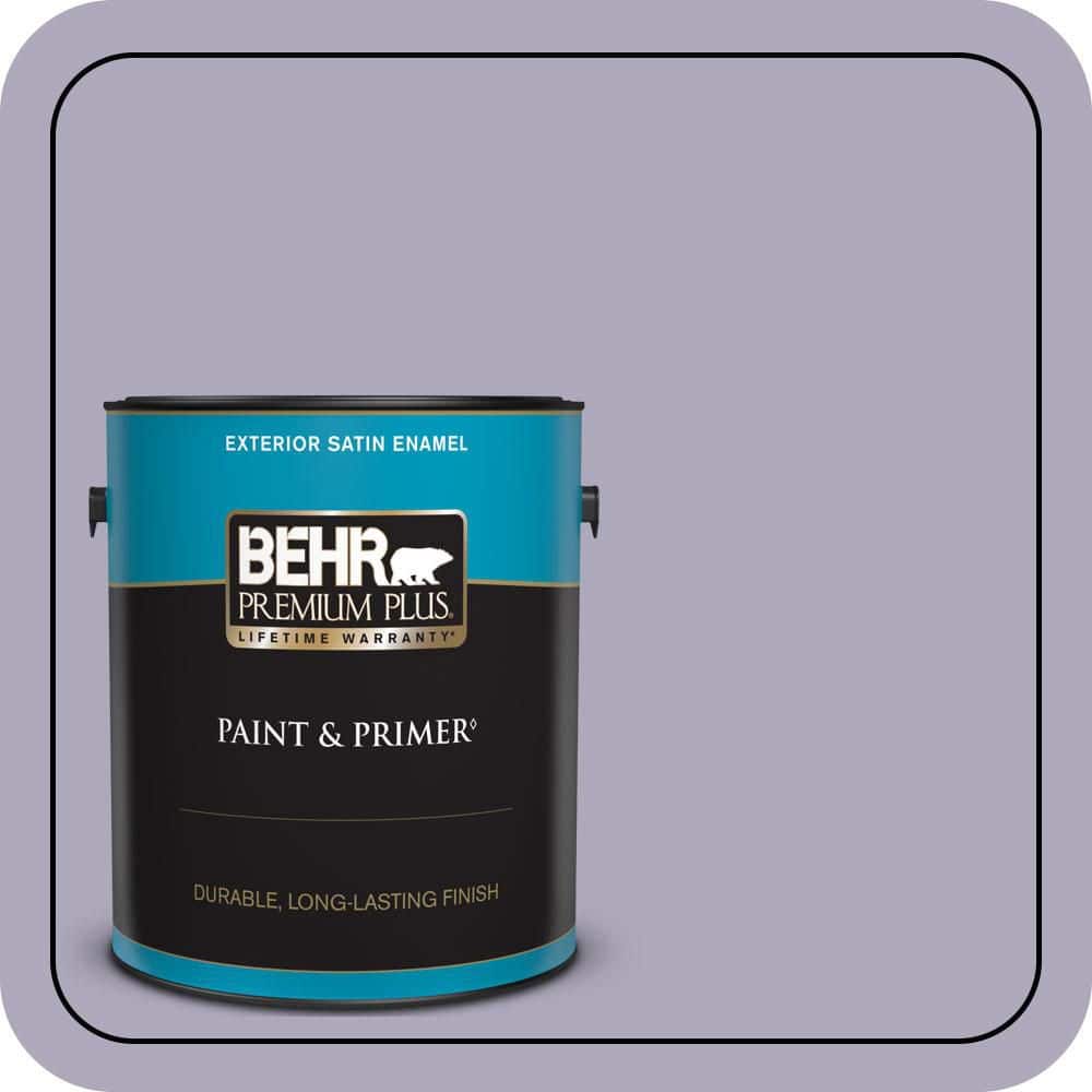 BEHR PREMIUM PLUS 1 gal. #650E-3 Plum Blossom Satin Enamel Exterior Paint & Primer
