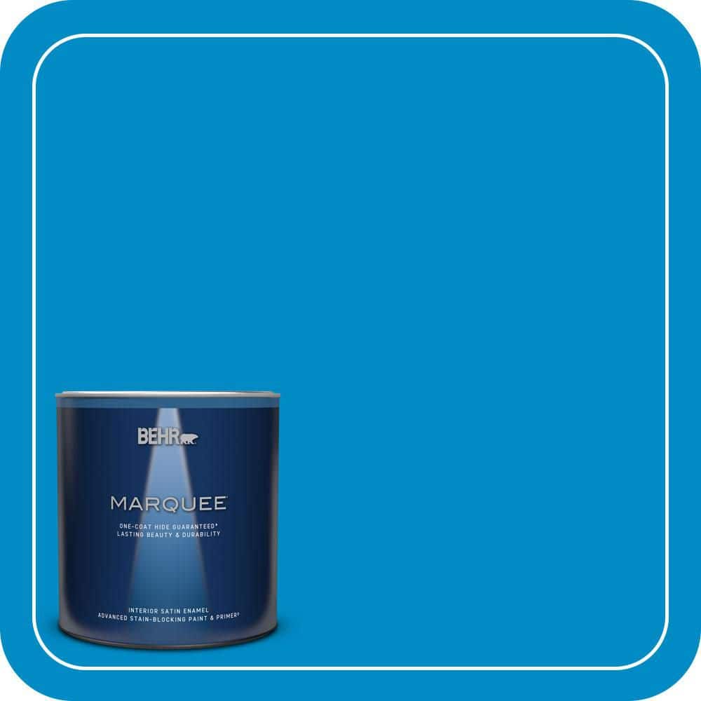 BEHR MARQUEE 1 qt. #MQ4-57 Celebration Blue One-Coat Hide Satin Enamel Interior Paint & Primer