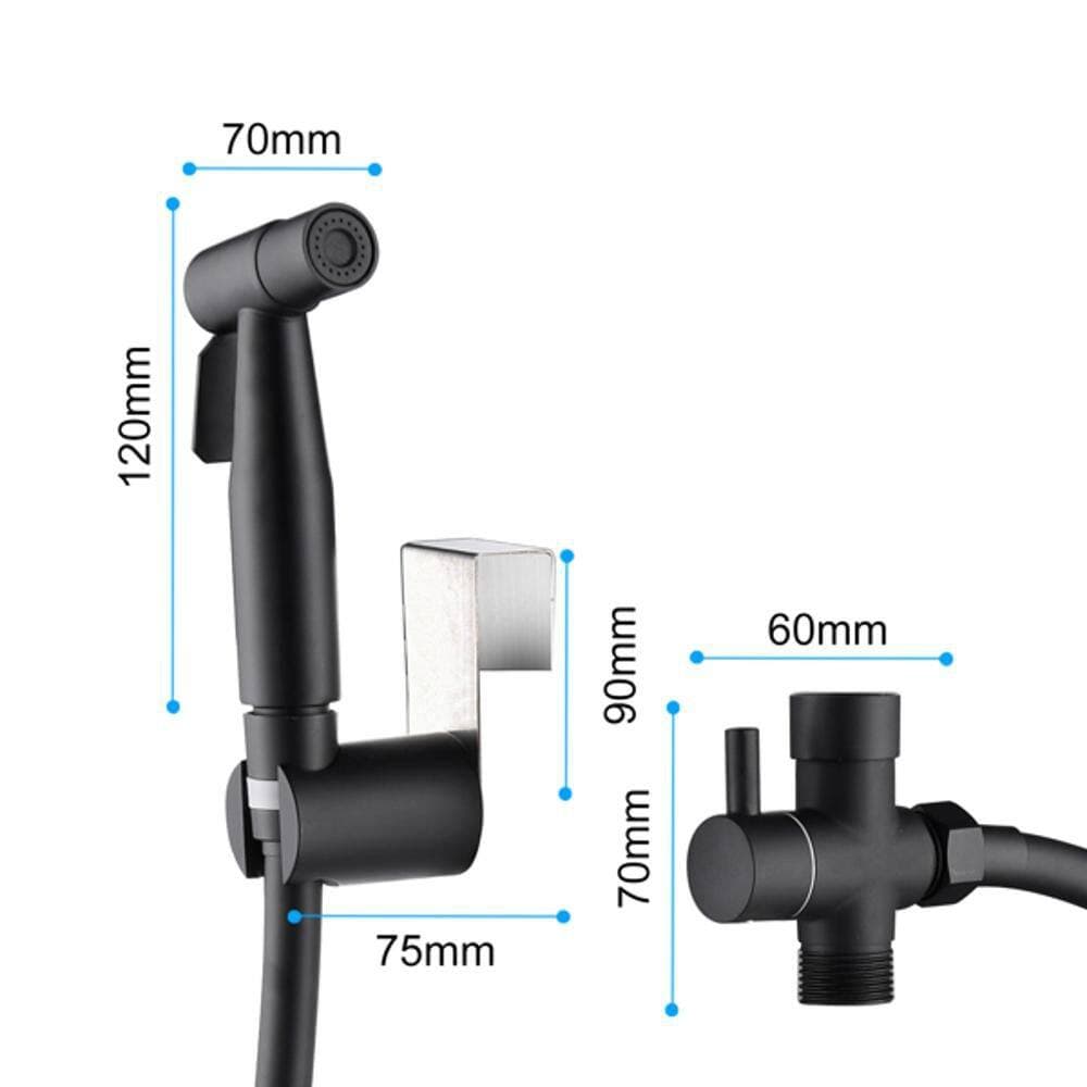 Helhom Handheld Toilet Sprayer 1-Handle Bidet Faucet with Sprayer Gun, Hose, Wall Mount Holder & T-Valve Diverter in Black (2)