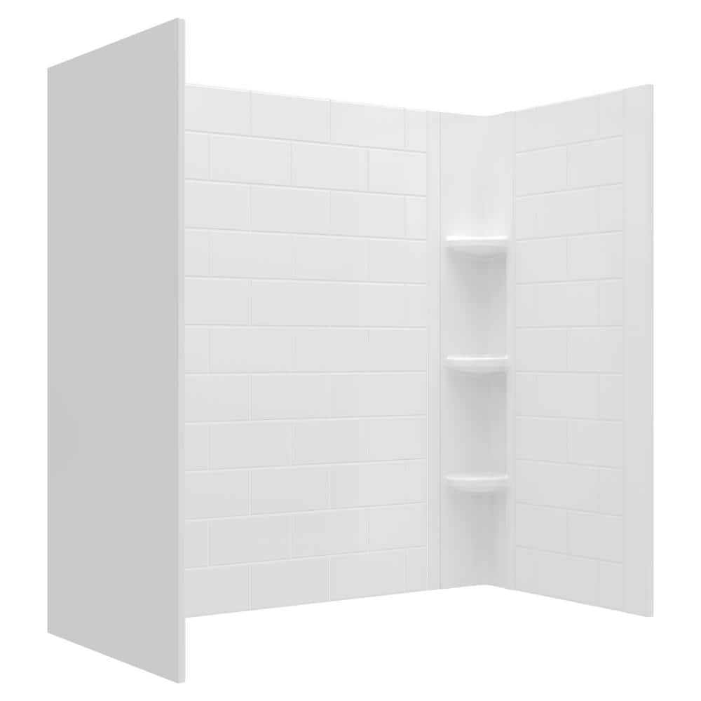 American Standard Ovation Curve 60 in. W x 60 in. H 3-Piece Glue Up Alcove Tub Surrounds in Arctic White (3)