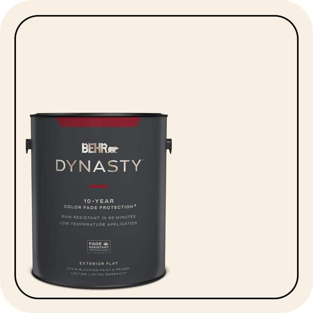 BEHR DYNASTY 1 gal. #PWN-14 Chenille White Flat Exterior Stain-Blocking Paint & Primer