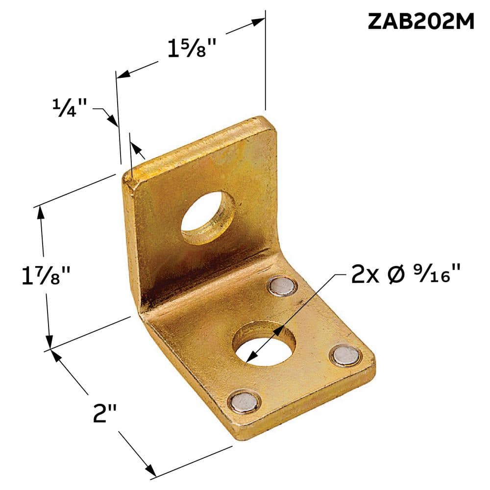 SuperMag 2-Hole 90-Degree Angle Strut Bracket with Magnets - Strut Fitting - Gold Galvanized (ZAB202M) (3)