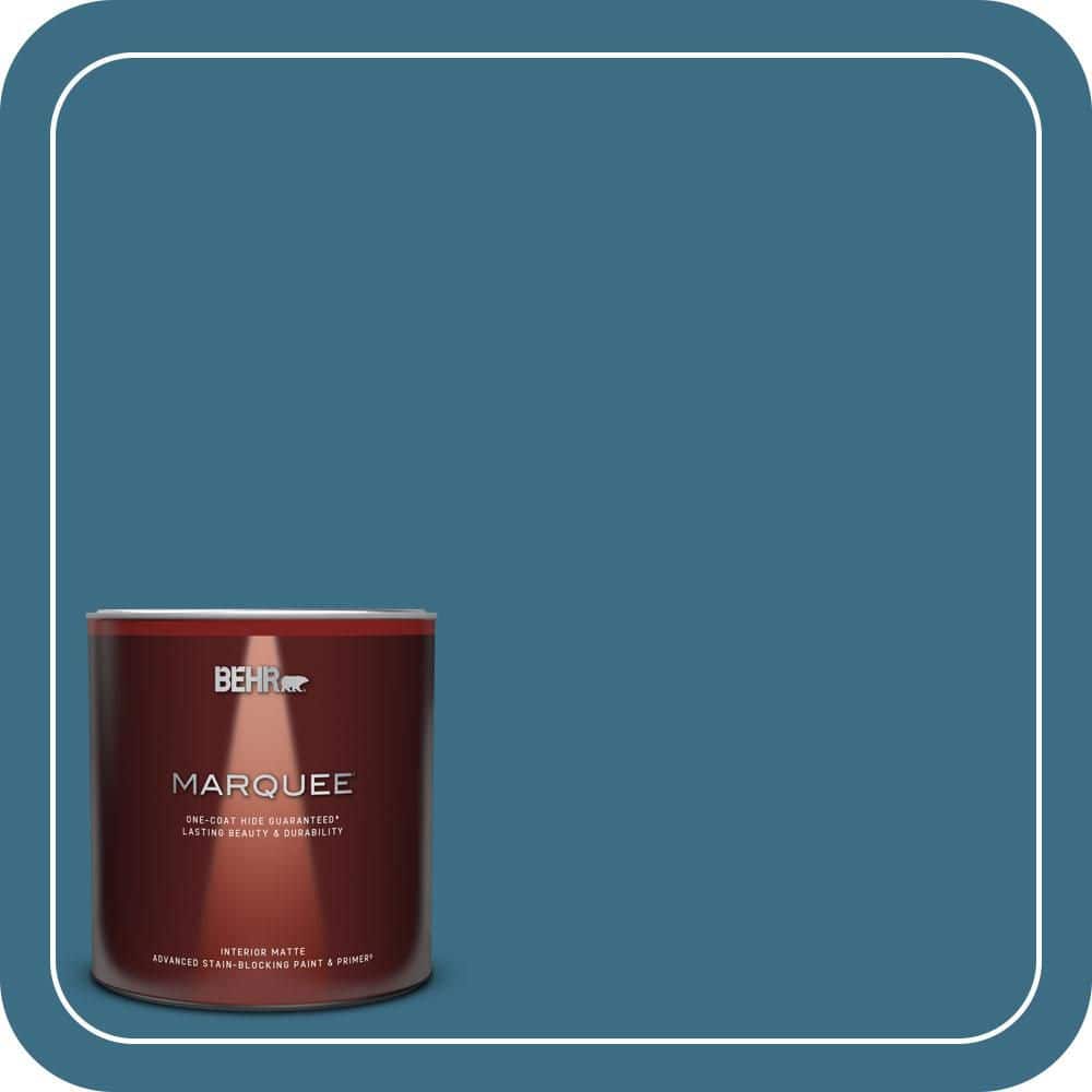 BEHR MARQUEE 1 qt. #S490-6 Bering Wave One-Coat Hide Matte Interior Paint & Primer