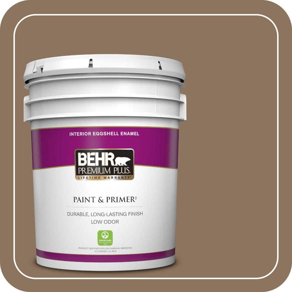 BEHR PREMIUM PLUS 5 gal. #N260-6 Outdoor Cafe Eggshell Enamel Low Odor Interior Paint & Primer