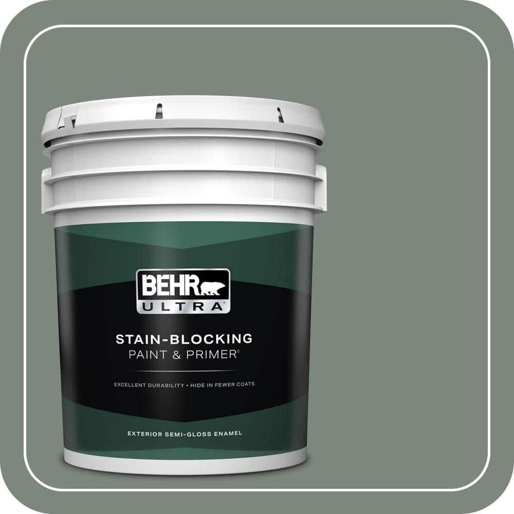 BEHR ULTRA 5 gal. #700F-5 Wild Sage Semi-Gloss Enamel Exterior Paint & Primer