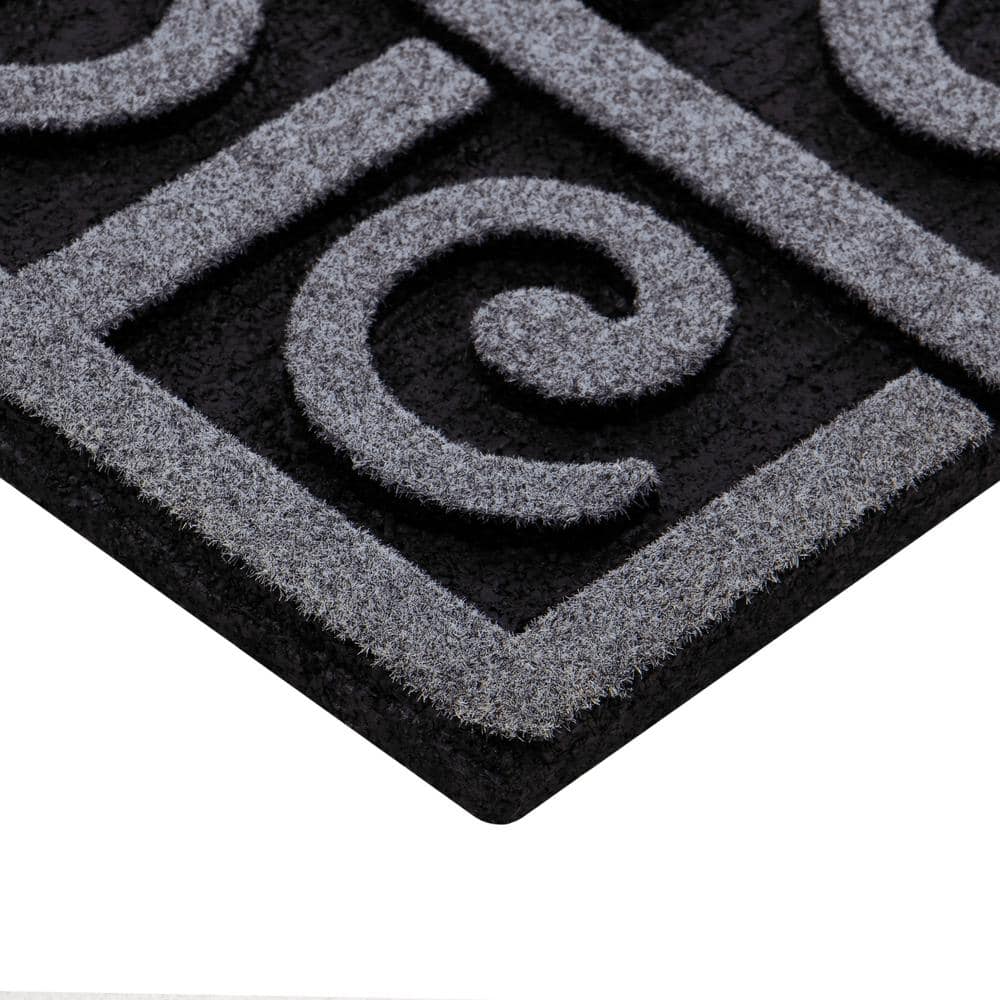 StyleWell Scroll Medallion Charcoal 24 in. x 36 in. Rubber Half Round Non-Slip Indoor Outdoor Door Mat (3)