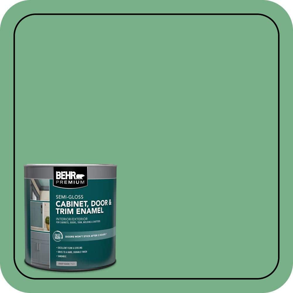 BEHR PREMIUM 1 qt. #M410-5 Green Bank Semi-Gloss Enamel Interior/Exterior Cabinet, Door & Trim Paint