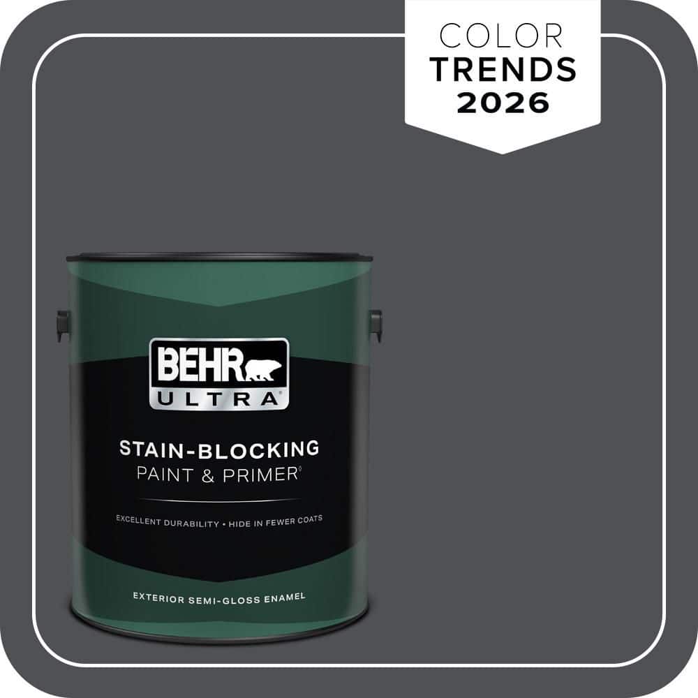 BEHR ULTRA 1 gal. #PPU18-01 Cracked Pepper Semi-Gloss Enamel Exterior Paint & Primer