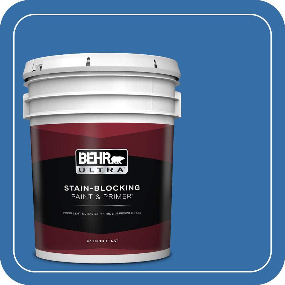BEHR ULTRA 5 gal. #P520-6 Mega Blue Flat Exterior Paint & Primer