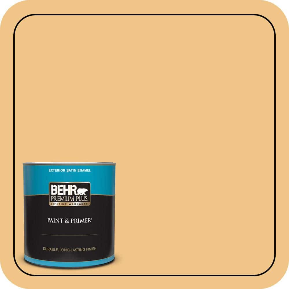 BEHR PREMIUM PLUS 1 qt. #PMD-30 Pollen Grains Satin Enamel Exterior Paint & Primer
