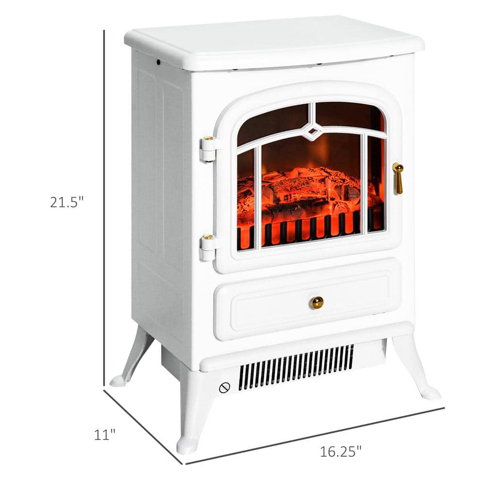 Siavonce 11 in. Freestanding Fire Place Stove Heater with Realistic LED Flames and Logs, and Overheating Protection, White (3)