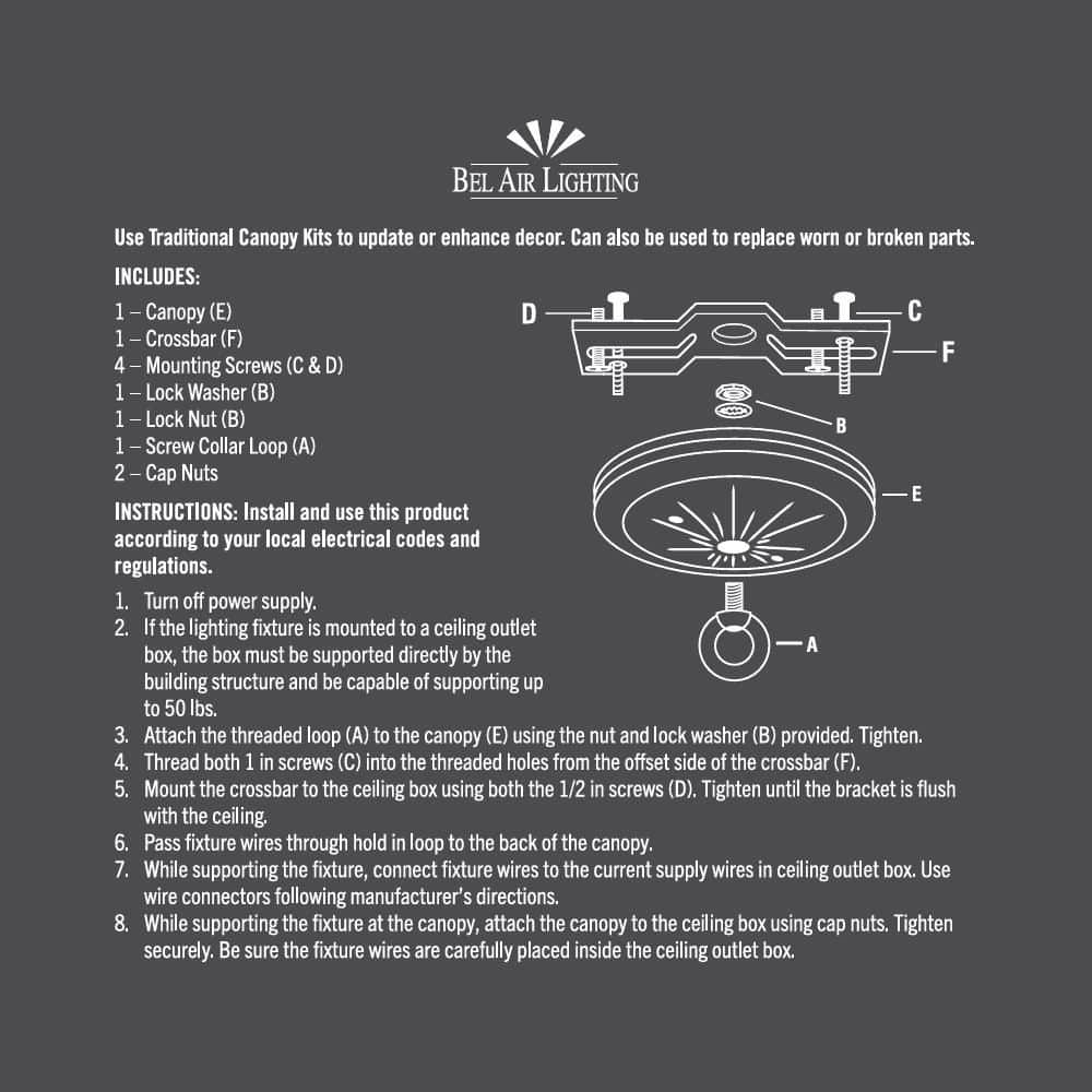 Bel Air Lighting 5 in. White Ceiling Canopy Kit for Hanging Light Fixtures (3)