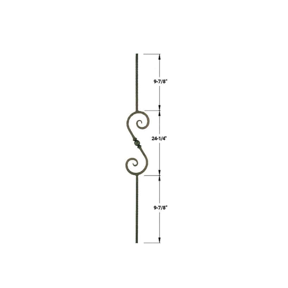 EVERMARK Stair Parts 44 in. x 5/8 in. Old World Copper Hammered Scroll Iron Baluster for Stair Remodel (3)