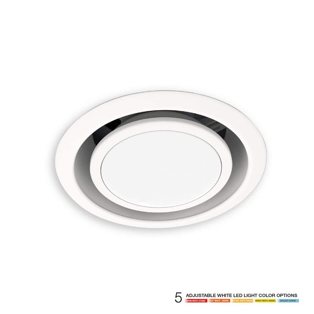 ReVent 50-80 Adjustable CFM Easy Install Ceiling Bathroom/Bath Exhaust Fan and Recessed Light w/5 Level LED Temp,Energy Star (2)