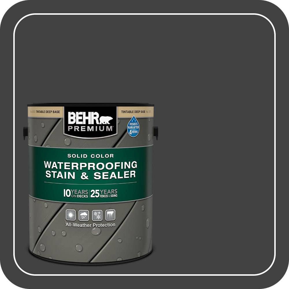 BEHR PREMIUM 1 gal. #PFC-75 Tar Black Solid Color Waterproofing Exterior Wood Stain and Sealer (1)