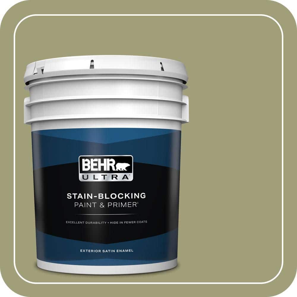BEHR ULTRA 5 gal. #MQ6-57 Bermuda Grass Satin Enamel Exterior Paint & Primer