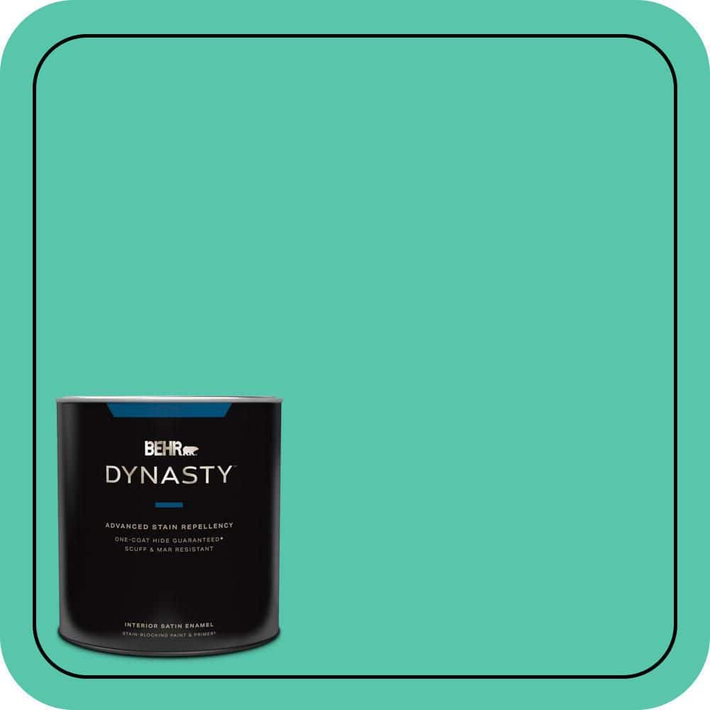 BEHR DYNASTY 1 qt. #480B-4 Shoreline Green Satin Enamel Interior Stain-Blocking Paint & Primer