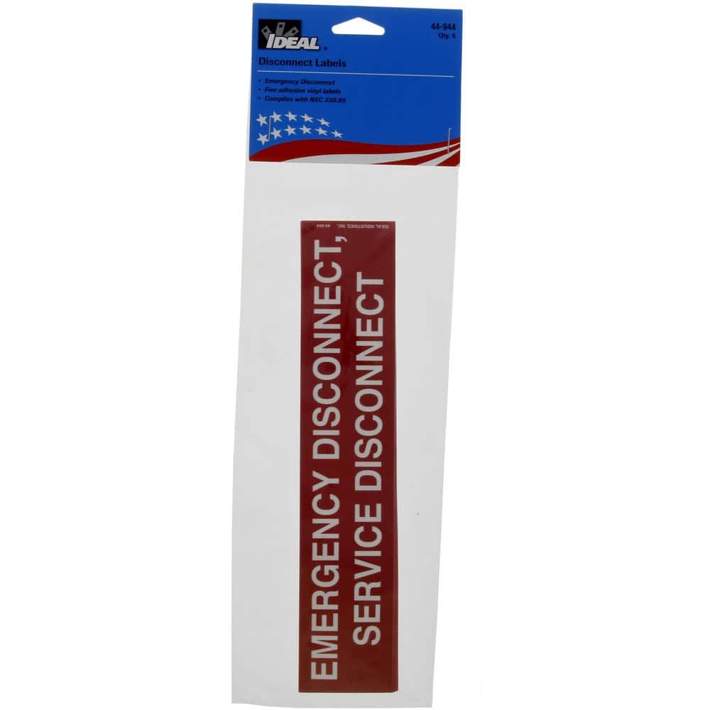 IDEAL NEC Emergency Disconnct Label, 1-3/4 in. x 9 in. Adhesive (5-Pack) (3)