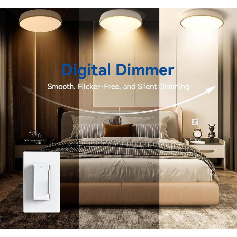 Lukyamzn 5 Amp Digital Dimmer Light Switch Single Pole/3 Way Switch for Dimmable LED/CFL Lights in White (6 Pack) (2)