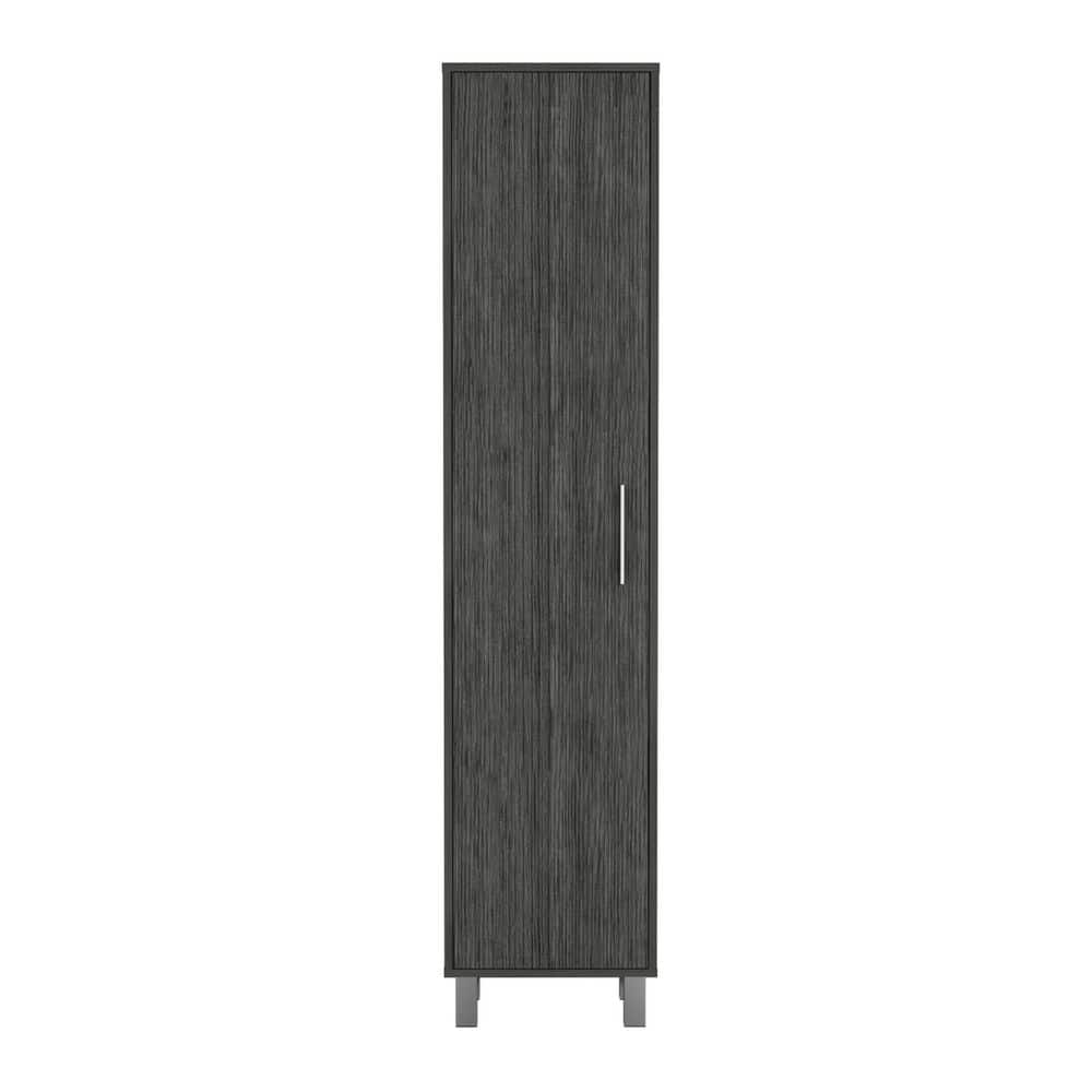 Tahanbath 15.70 in. W x 11.7 in. D x 70.80 in. H Brown Wood Freestanding Linen Cabinet with Door and Hangers in Brown (1)